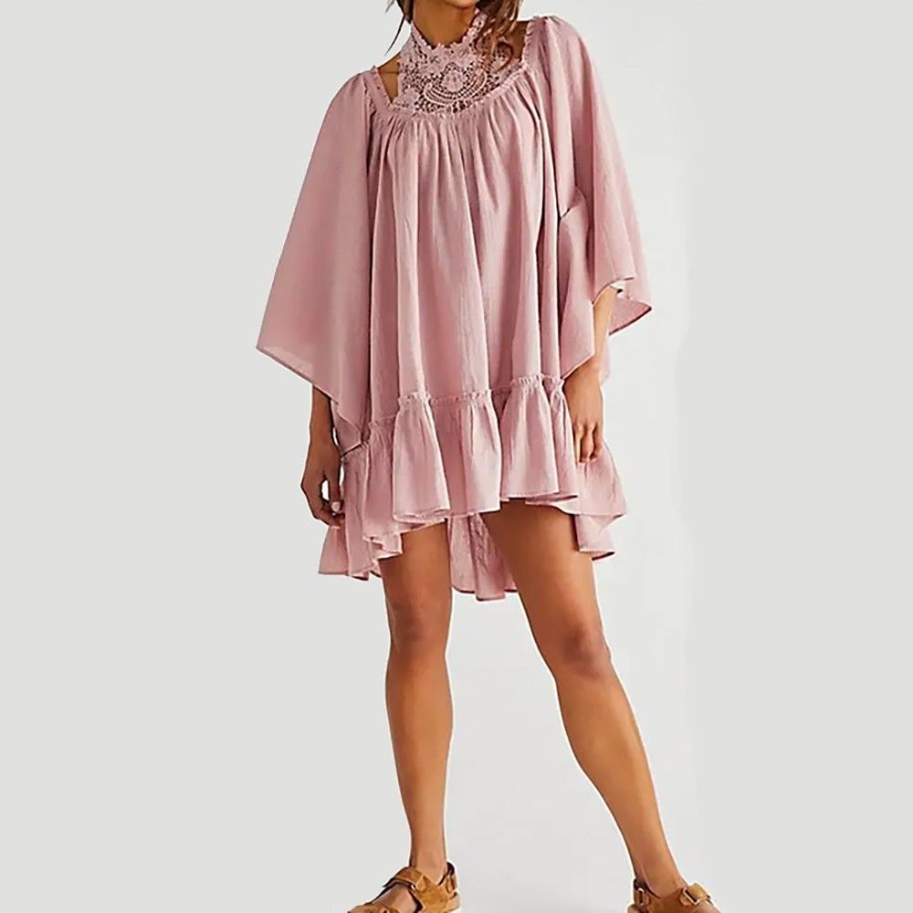 Free People Giving Us Sass Tunic Mini Dress Size S (READ) Mauve Gauzy Oversized